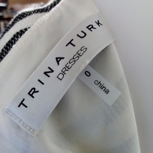 Trina Turk C/S Ivory/Black Striped Sheath Dress with Metallic - Picture 6 of 6
